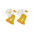 thumbnail image 2 of RUINIXCW Infant Girls Birthday Outfit Long Sleeve Romper Flare Pants and Headband, 2 of 7