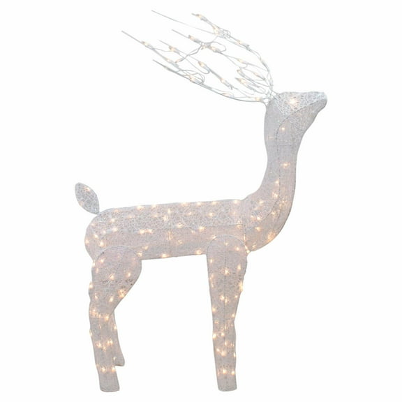 48-Inch Lighted White Mesh Buck Outdoor Christmas Decoration Clear Lights