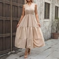 thumbnail image 2 of Women's Casual V Neck Sleeveless Dress Basic Solid Color Everyday Summer Spring Outfit With Necklace Styling, 2 of 2