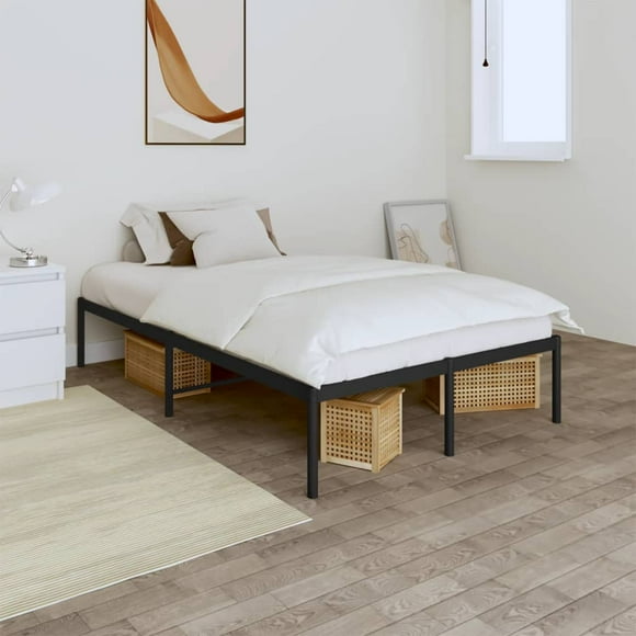 vidaXL Metal Bed Frame Black 135x190 cm Double