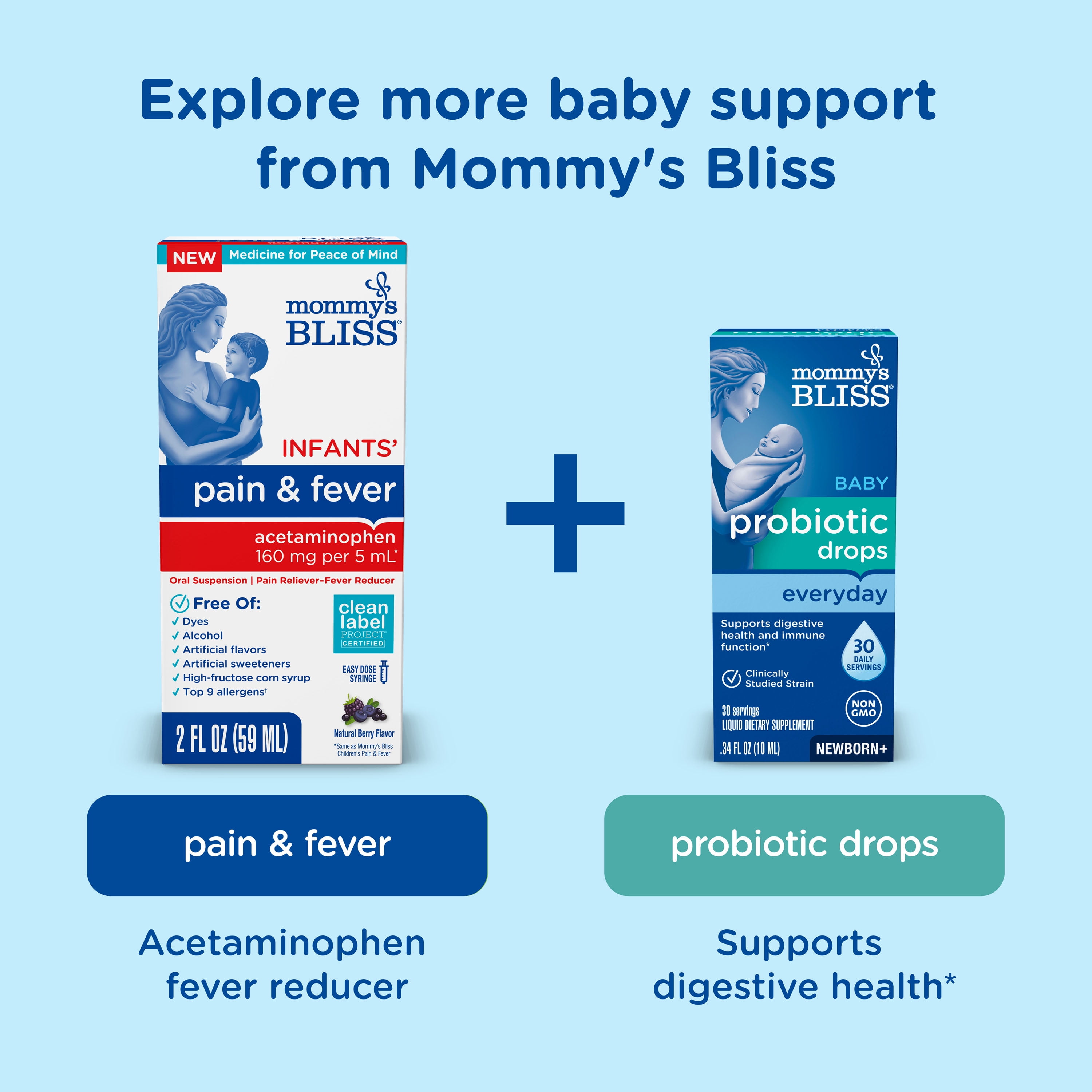 Mommy's Bliss Newborn Set, Included Gripe Water, Vitamin D, Gas Relief, Saline Drops, 4 Count