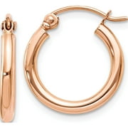 JEWELRY BY SWEET PEA 14K Rose Gold Polished 2mm Lightweight Tube Hoop Earrings (15 X 2) Made In Peru tf652