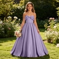 thumbnail image 5 of Shihyeh Girls Strapless Satin Ball Gown With Bow Flower Girl Dress For Wedding Bridesmaid Pageant Birthday Party Floor Length A-Line Dress For Kids Teens, 5 of 9