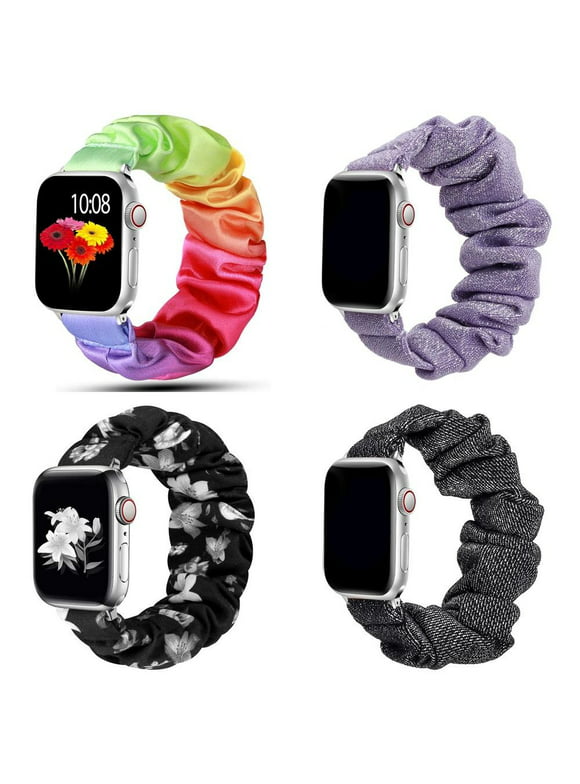 Yepband (1Pack/4Pack) Scrunchie Bands for Apple Watch Bands 45mm 44mm 41mm 40mm 49mm 42mm 38mm  Elastic Stretchy Solo Loop Wristbands Accessories Strap for iWatch Series Ultra 8 7 SE 6 5 4 3 2 1 Nike