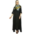 thumbnail image 1 of Bimba Women's Indian Black Rayon Asymmetrical Hem Casual Kurta With Scarf - 20, 1 of 8