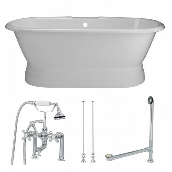 Oxford 60 Inch Cast Iron Double Ended Pedestal Tub Package - Rim Faucet Drillings