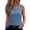 Blue, variant on Women's Summer Sleeveless Neck Top, Snap Button Placket Casual Loose Fit Tank, Cropped Blouse for Warm Weather, Everyday Basic Layering Piece