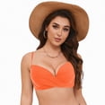 thumbnail image 3 of HCNTES Triangle Bikini Tops for Women Halter String Bathing Suit Tops Sexy Brazilian Black White Swimsuit Top(Orange,S), 3 of 9