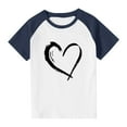 thumbnail image 4 of Piuwrlz 3 Years Girls Short Sleeve T-Shirt Toddler Summer Printed T Shirt Navy Crew Neck Shirt Top Navy Size 3 Years, 4 of 8
