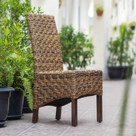Manila Abaca and Rattan Wicker Basket Weave Dining Chair with Mahogany Hardwood Frame - Salak (Best Pandesal In Manila)