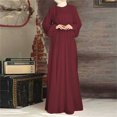 thumbnail image 5 of HAPIMO Women's Maxi Loose Dress Solid Color Elegant Casual High Waist Bandage Clearance Long Sleeve Spring Trendy Round Neck Wine XXL, 5 of 9