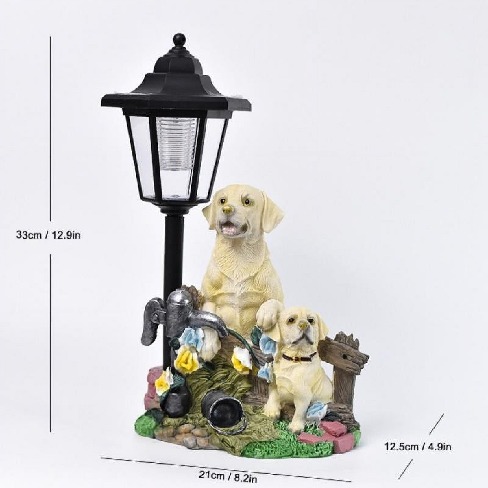 Solar Powered Dog Garden Statue with Resin Craft for Outdoor Decoration Garden Art Sculpture Elegant Yard Ornament