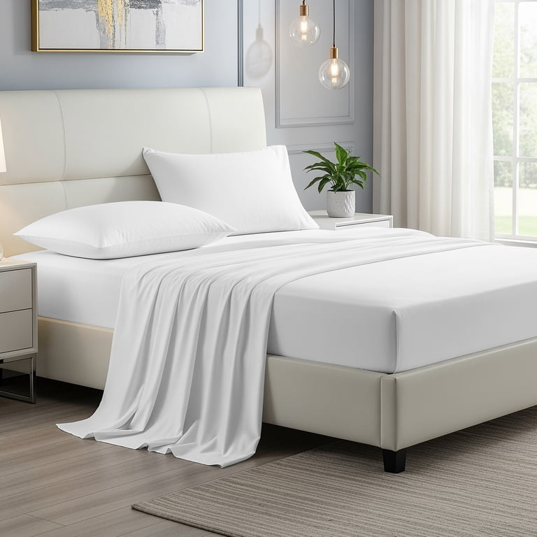 Purity Home 100% Cotton Twin Sateen Sheet Set, Wrinkle-Resistant photo 3