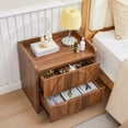 thumbnail image 2 of LEFHDA 24 Inch Wide Fluted Nightstands with 2 Drawers, Large End Table for Bedroom, Mid Century Modern Bedside Table with Storage, Wood Night Stand for Living Room, Office (Walnut), 2 of 8