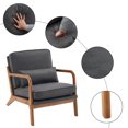 thumbnail image 4 of Accent Chair, Mid-Century Modern Chair with Pillow, Upholstered Lounge Arm Chair with Solid Wood Frame & Soft Cushion for Living Room, Bedroom, Balcony, Dark Grey, 4 of 6