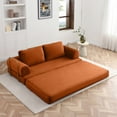 thumbnail image 4 of 79.5" Convertible Sofa Bed, Folding Floor Couch, Corduroy Couch Bed, Boneless Sofa for Living Room Bedroom, Orange, 4 of 6