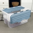 thumbnail image 5 of Sterilite 60 Qt Hinged Lid Storage Box, Plastic Container, Washed Blue, 12 Pack, 5 of 10