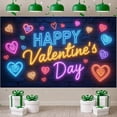 thumbnail image 3 of Neon Happy Valentine's Day Banner Heart Pattern Valentine's Day Backdrop Colorful Neon Romantic Display for Couple Gathering Indoor Party Romantic Dinner, 3 of 3