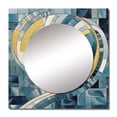 thumbnail image 2 of Designart "Constructing Blue Realms in Blue and Gold II" Abstract Shapes Blue Large Square Mirror - Square Bedroom Mirror Printed Wall Decor - Transitional Square Printed Wall Mirror Art, 2 of 5