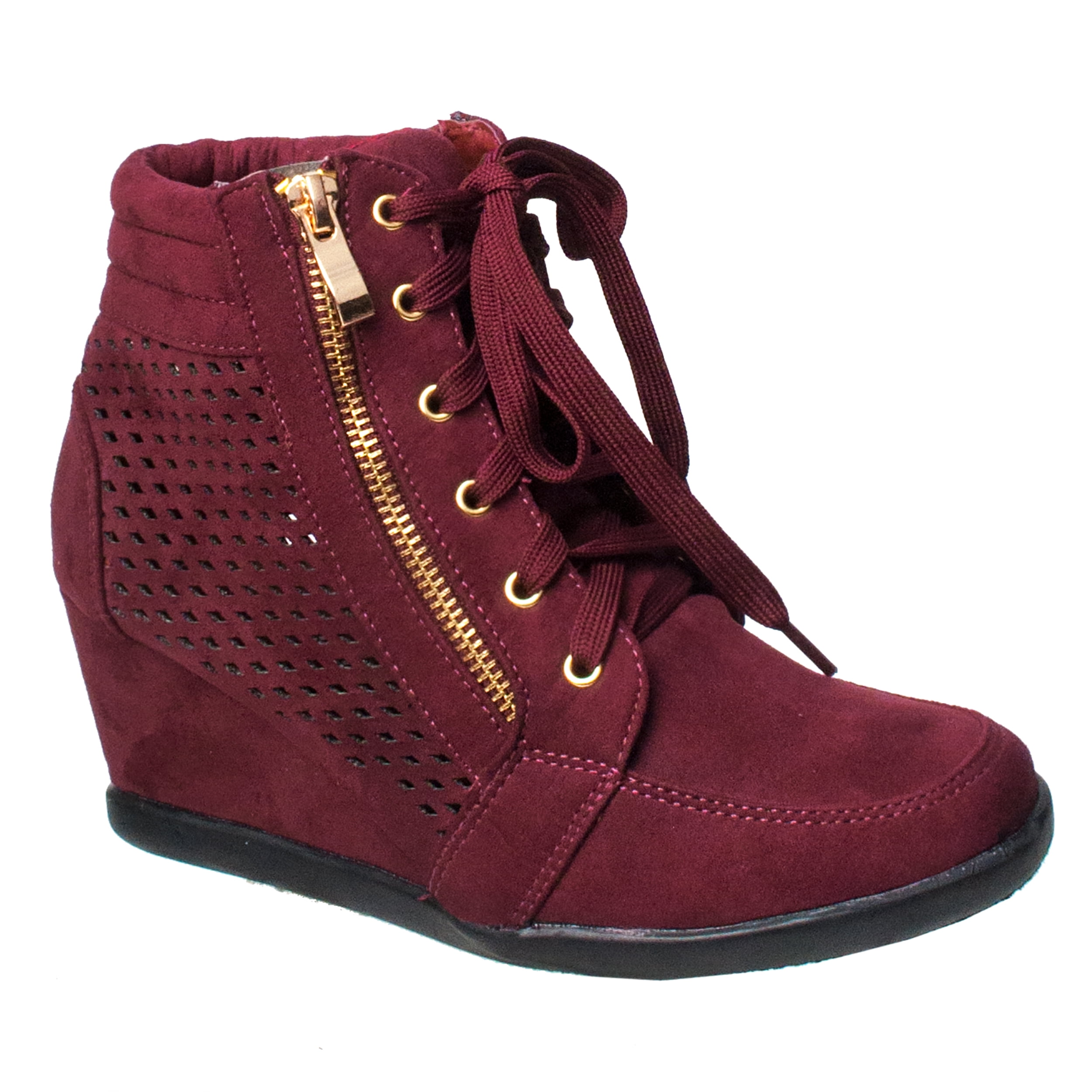 Hot Womens Ladies Canvas Wedge Zipper Lace Up Boots High Tops Athletic Shoes Ch 