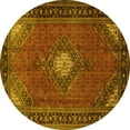 thumbnail image 1 of Ahgly Company Machine Washable Indoor Round Medallion Yellow Traditional Area Rugs, 6' Round, 1 of 4