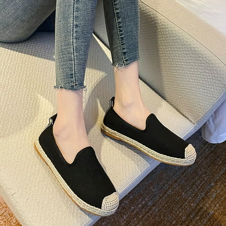 

Mishuowoti casual shoes for women 2023 Round Comfortable Toe Canvas Single Women Casual Fashion Shoes Weave On Slip Breathable Flat Women s Casual Shoes