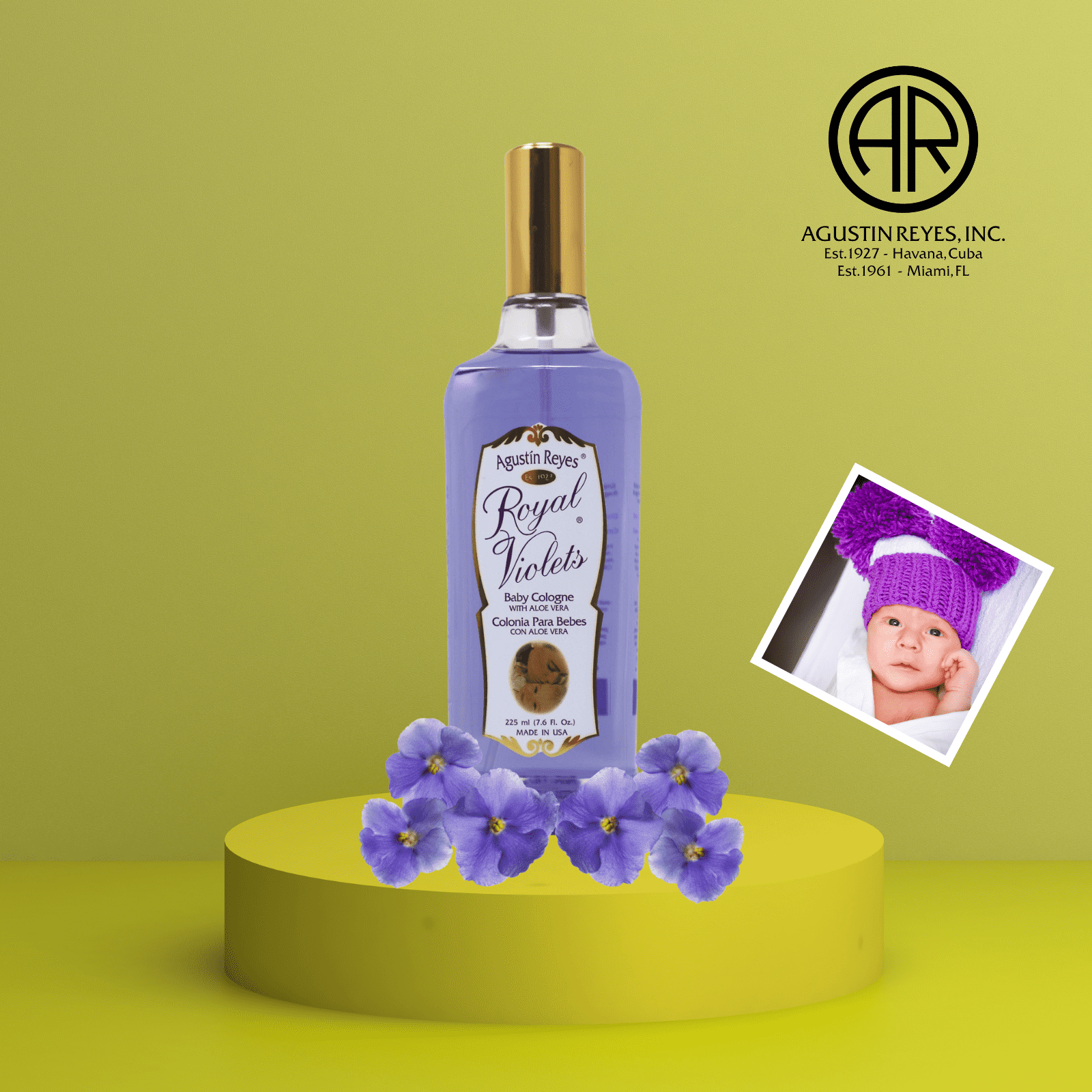 Royal Violets Baby Cologne with Aloe Vera for Baby Sensitive Skin, 7.6 fl oz, Bottle