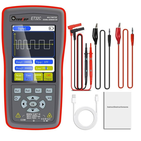 TOOLTOP TOOLTOP Dual-Mode Automotive Signal Generator with Coil Control, Waveform Storage, and Scanning Output for Vehicle Maintenance and Audio Tuning (ET32C, 1000mAh Built-in Battery)