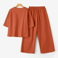 thumbnail image 5 of GILIGEGE Two Piece Sets for Women Summer Cotton Linen Set for Women 2 Piece Casual Outfits Short Sleeve Notched Neck Tops and Wide Leg Pants Sets A L, 5 of 5