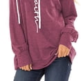 thumbnail image 3 of Sudaderas con capucha de manga larga para mujer Diseño con estampado de cordón Sudadera cómoda y transpirable para damas Rojo parduzco L, 3 of 5