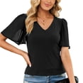 thumbnail image 2 of Camisa de manga corta de verano, camisa de manga corta con volantes para mujer, camisa de manga corta con volantes para mujer, top de manga corta con valor excepcional, 2 of 6