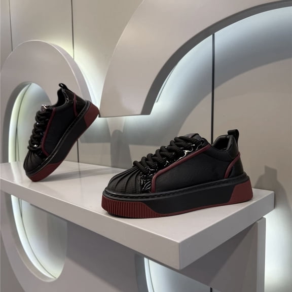 Oversized Korean-style Casual Platform Sneakers for Men | Trendy Design, Versatile, Suitable for Outdoor Activities and Fashion Trends, Upper, PVC Sole, Fabric Inner, Slip-On Closure
