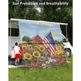 thumbnail image 3 of 4th of July RV Awning Sun Shade Screen 9'X7' American Flag Sunflower Mesh Sunscreen Farmhouse Barn Bird Awning Shade Screen with Zipper UV Blocker Completed Kits for RV Motorhome Camper, 3 of 7