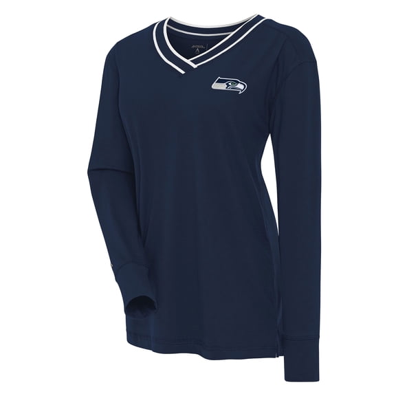 Women's Antigua Navy Seattle Seahawks Symbolic Long Sleeve V-Neck Top