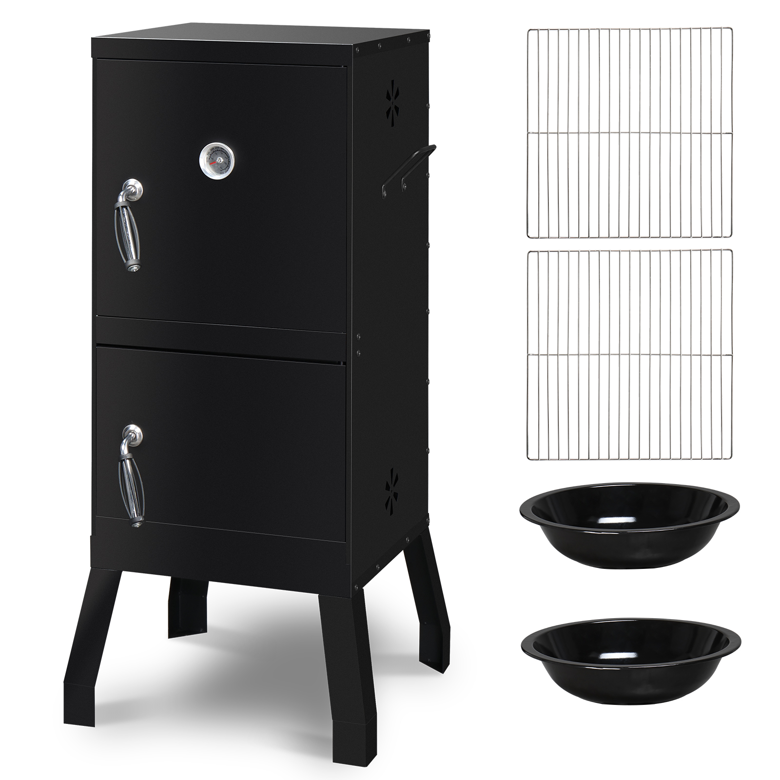 Zimtown Charcoal Grill BBQ Smoker Outdoor Barbecue Pit with 3 Levels Patio Backyard Black