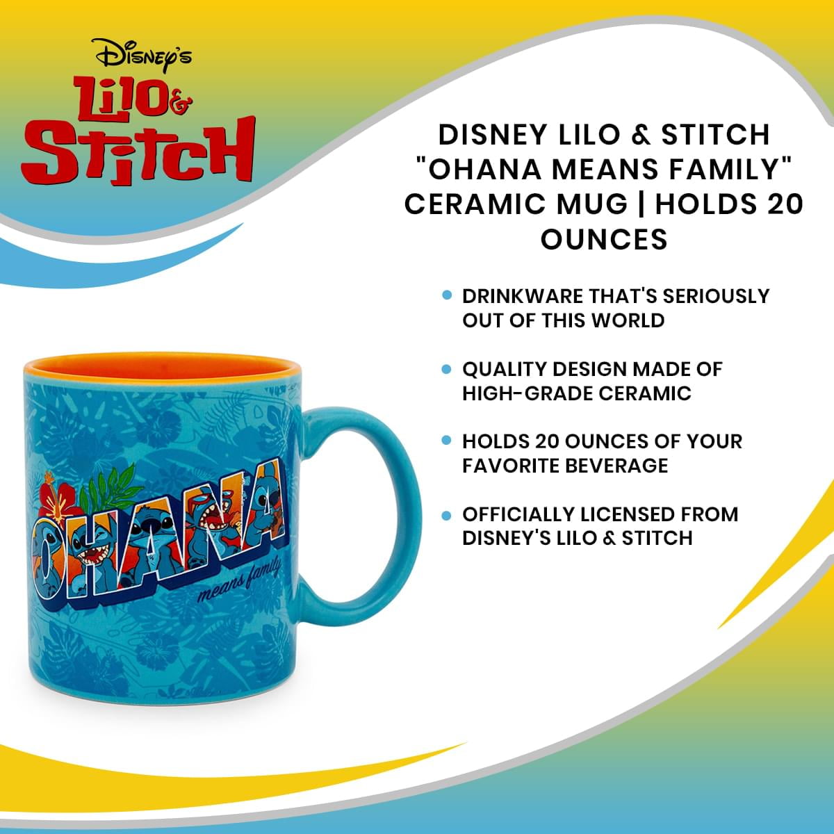 Disney Coffee Mug Cup - Stitch Mug Ohana means family