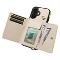 thumbnail image 6 of ELEHOLD Wallet Case for iPhone 16 Plus, PU Leather Flip Case with Crossbody & Wrist Strap,Full Protection Case with Card Slots & Kickstand,Beige, 6 of 7