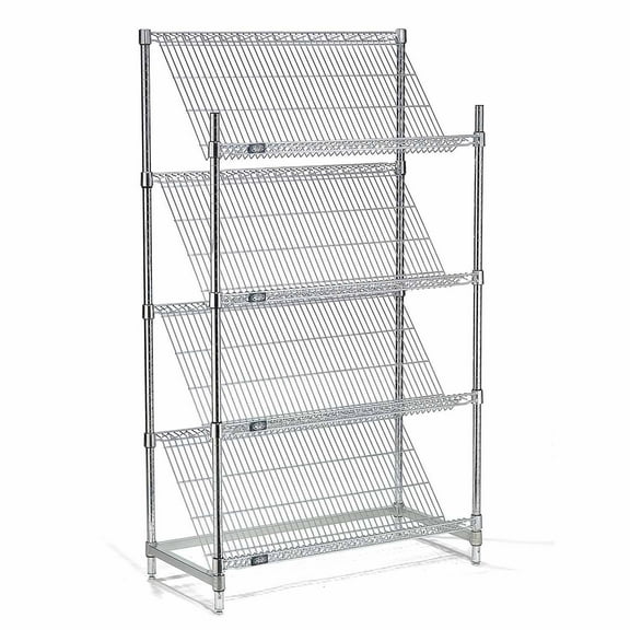 Nexel Chrome Slant Wire Shelving, 4 Shelves, 48"W x 18"D x 63"H