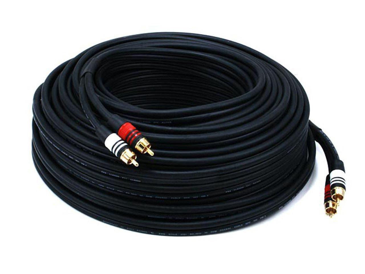 Monoprice Premium RCA Cable - 100 Feet - Black | 2 RCA Plug to 2 RCA Plug, Male to Male, 22AWG - image 3 of 5