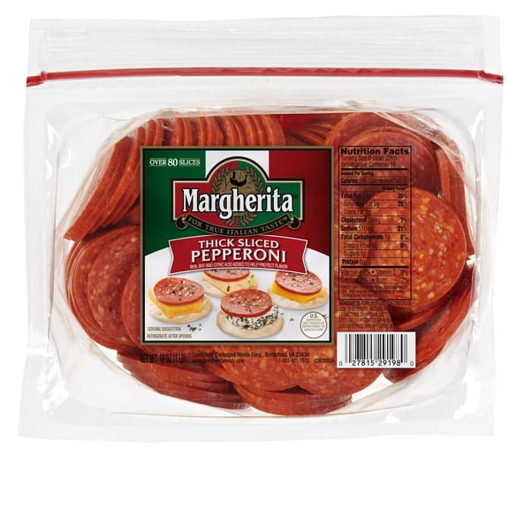 Margherita Pepperoni Slices 16 oz Pre-Sliced Deli Meat in Resealable Package
