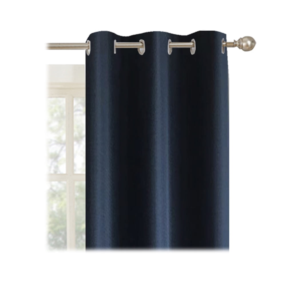 Mainstays Olan Navy Blackout Curtain Panel Pair, 2-Pack, Grommet Top, Textured Solid, 37" x 63", Room Darkening Drapes for Bedroom