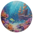 thumbnail image 3 of Underwater World Ship Coral Floral Medallion Round Rug - Small Round Area Rug, Soft Non-Slip Machine Washable Bedroom Mat Indoor Accent Entry Carpet for Office Desk Dorm Hallway, 3 of 7