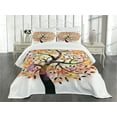 thumbnail image 3 of Ambesonne Tree Quilted Bedspread Set 3 Pcs, Spring Season Tree Leaves, Queen Size, Multicolor, 3 of 5