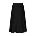 thumbnail image 5 of Women's Flowy Maxi Skirts, Solid Color Ruffle Tiered Boho Long Skirt Summer Maxi Beach Skirt with Pockets Golf Skirts Black S, 5 of 7