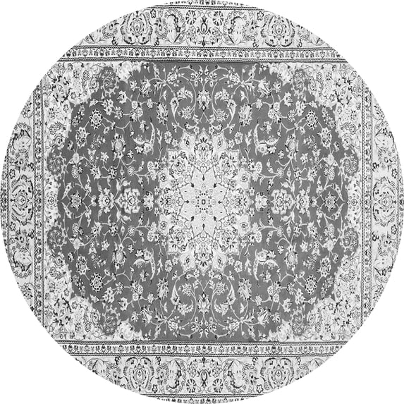 Ahgly Company Indoor Round Medallion Gray Traditional Area Rugs, 4' Round