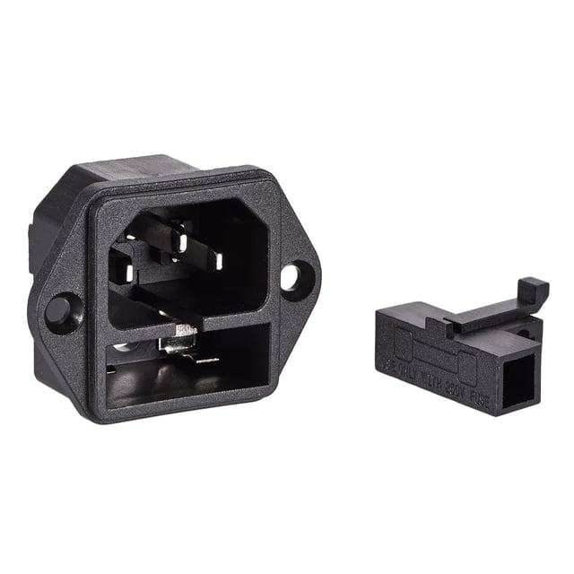 Unique Bargains C14 Panel Mount Plug Adapter AC 250V 10A 3 Pins IEC Inlet Module Plug Straight