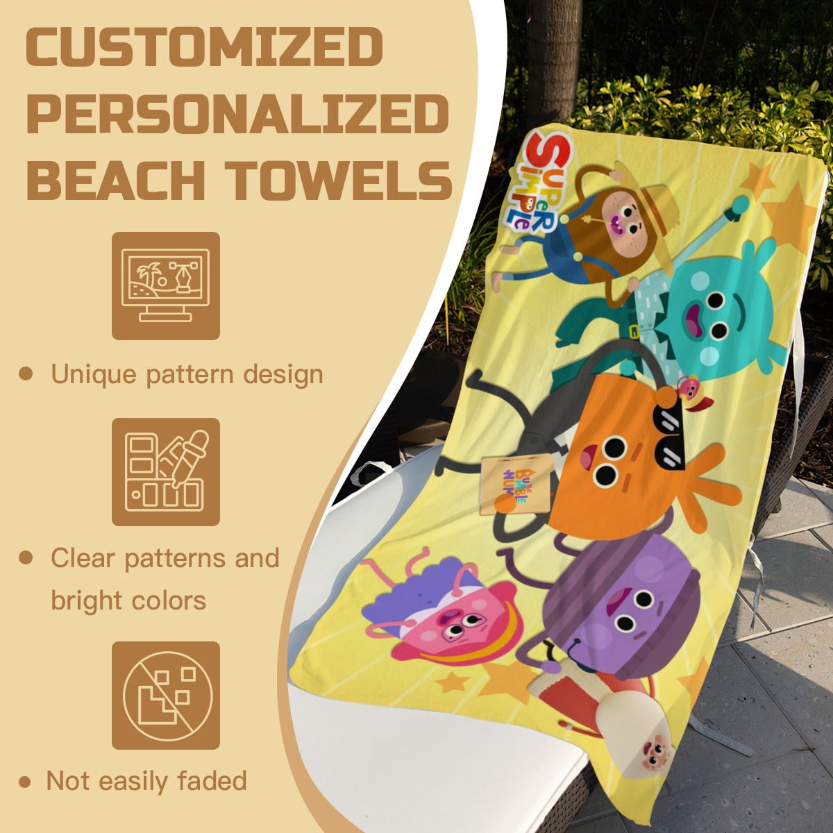 The Bumble Nums Beach Towel Quick Drying Microfiber Pool Towel 30"x60" Birthday Gift