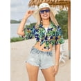 thumbnail image 3 of LA LEELA Women's Casual Beach Blouse Shirt Open Front Blouses Short Sleeve Button Down Dress Tops Tee Shirts Hawaiian Dresses for Women XXL Floral, Blue, 3 of 5