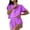 Purple, variant on Jamicy Women Sleepwear Pajamas Set Gift for Mom Women's Striped Tee Shirts and Shorts Pajamas Set Side Slit Crewneck Loungewear
