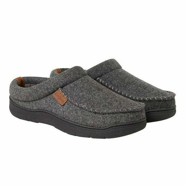 Dearfoams - Dearfoams Memory Foam Mens Slippers (Dark Heather Grey, Medium) - Walmart.com